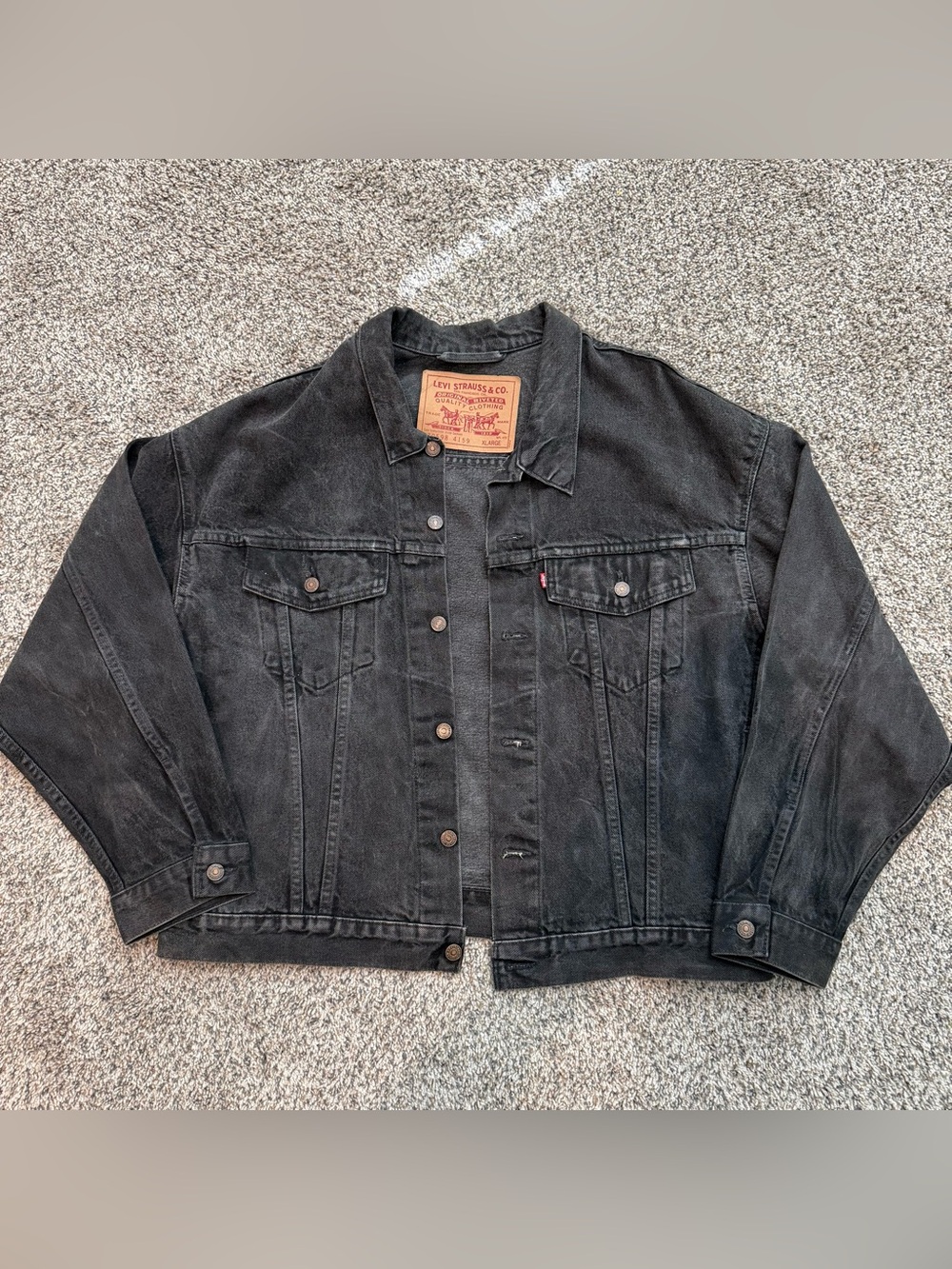 🔥 Vintage 90s Levi’s 70598 4159 Black Denim Trucker Jacket XL Big Patch